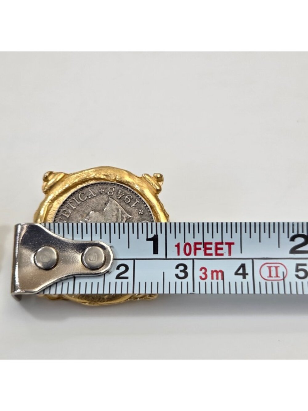 Susan Shaw 1948 Swiss Franc Coin Clip-On Earrings - Picture 7 of 7